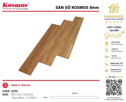 Lót Sàn Gỗ Kosmos S290 8mm Tiêu Chuẩn E1 An Toàn Sức Khỏe