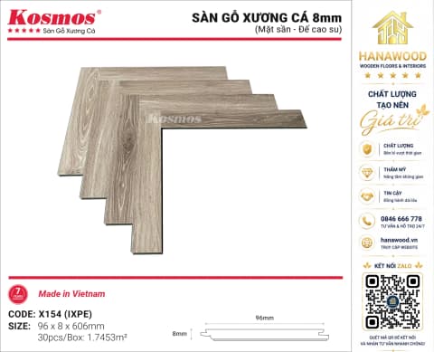 Lót Sàn Gỗ Xương Cá Kosmos X15-4 8mm Cao Cấp Chống Ẩm Tốt