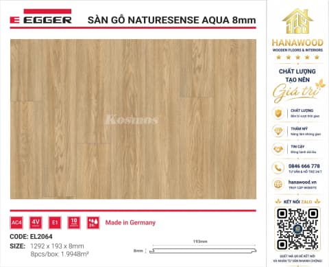 Lót Sàn Gỗ Egger EL2064 8mm siêu chịu nước màu xám khói