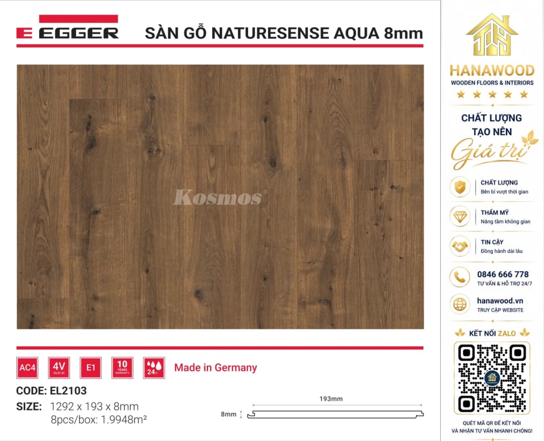 Lót Sàn Gỗ Egger EL2103 8mm màu gỗ tự nhiên ấm áp