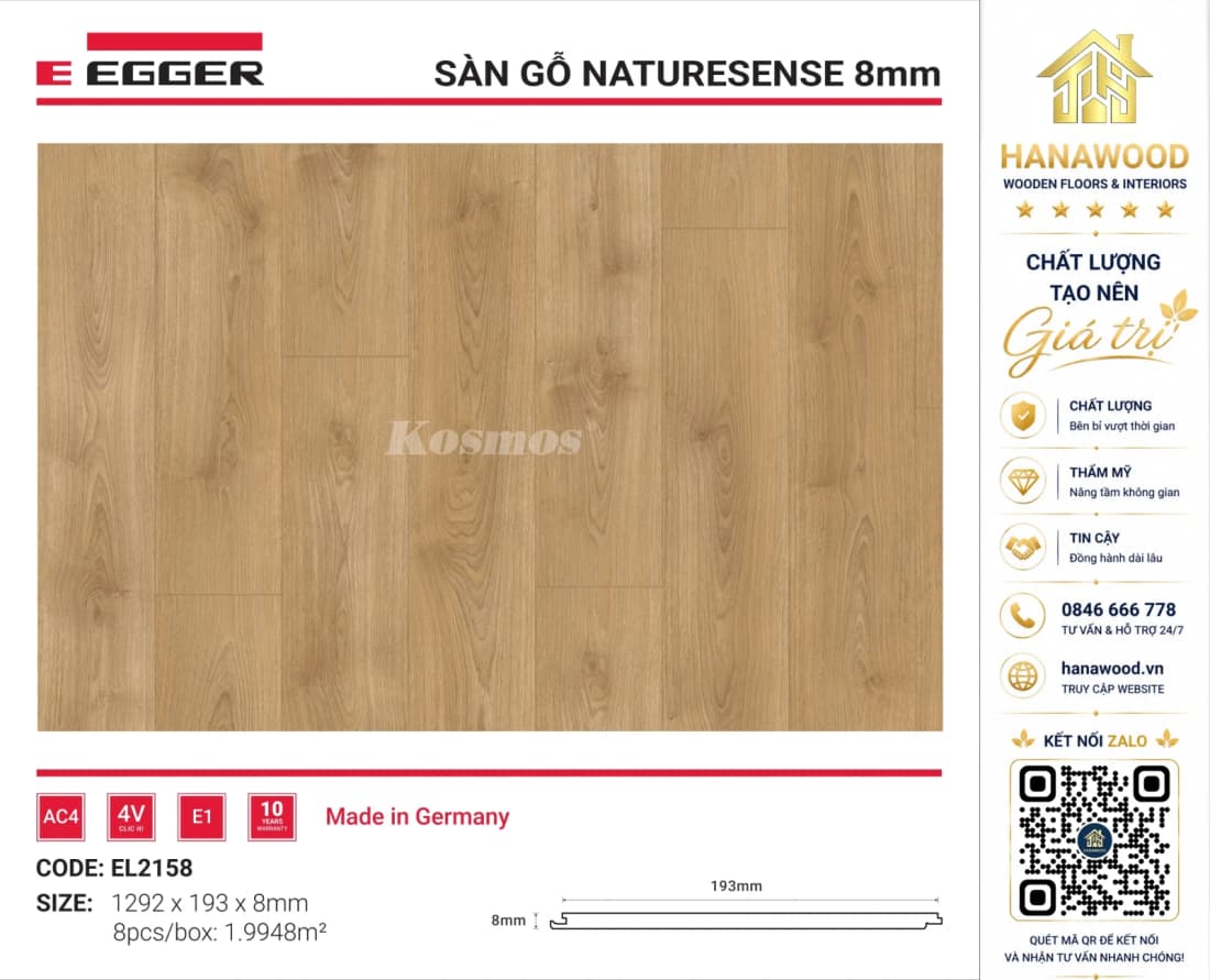 Lót Sàn Gỗ Egger EL2158 8mm tông nâu cổ điển sang trọng