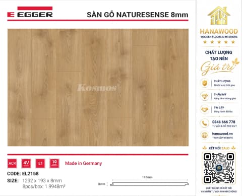 Lót Sàn Gỗ Egger EL2158 8mm tông nâu cổ điển sang trọng