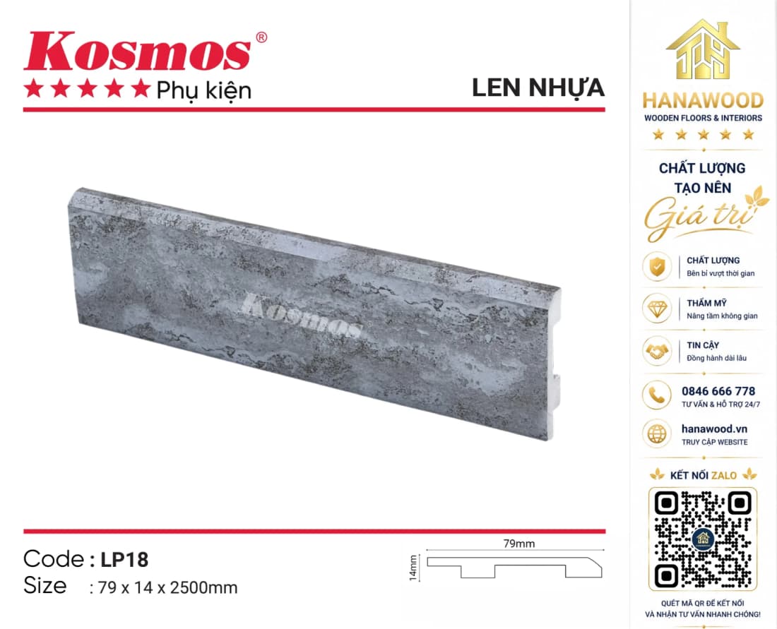 Len Chân Tường Kosmos LP18 Cao 79mm giả vân bê tông cá tính