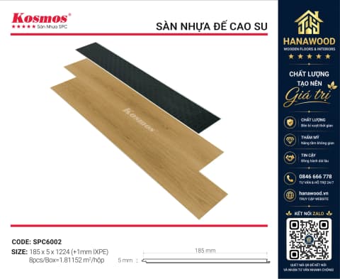 Hình ảnh Sàn Nhựa Giả Gỗ Hèm Khoá Giả Vân Gỗ Kosmos SPC6002