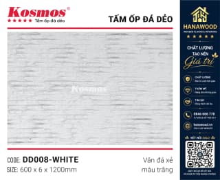 Tấm Ốp Tường Đá Mềm Kosmos DD008 6mm Vân Đá Xẻ Trắng hiệu ứng giả đá thô