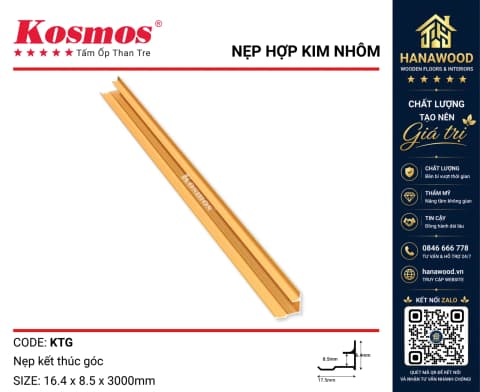 Nẹp Kết Thúc Góc Trong Tấm Ốp Than Tre Kosmos KTG xử lý góc tường thẩm mỹ