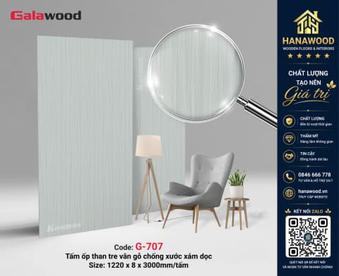 Galawood G-707 8mm Vân Gỗ Chống Xước Xám Dọc tinh tế chống trầy