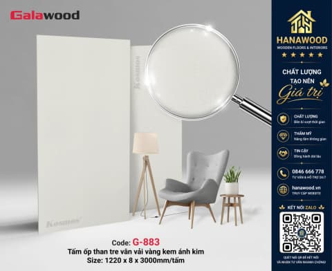 Galawood G-883 8mm Vân Vải Vàng Ánh Kim tạo cảm giác mềm mại