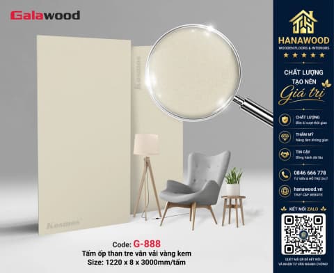 Galawood G-888 8mm Vân Vải Vàng Ánh Kim hoa văn dệt nổi bật