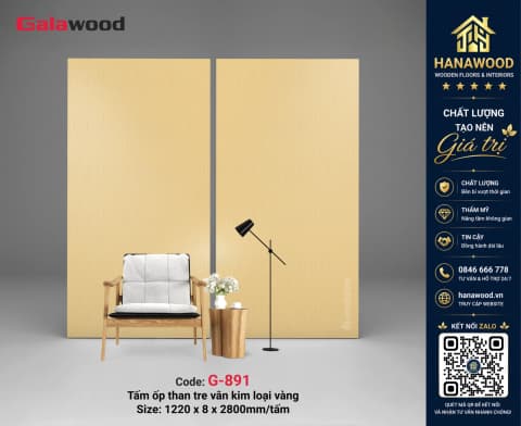 Galawood G-891 8mm Vân Kim Loại Xước Vàng sang trọng đẳng cấp