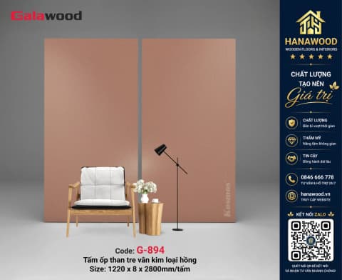 Galawood G-894 8mm Kim Loại Hồng Ngọc Xước bề mặt vân tinh tế