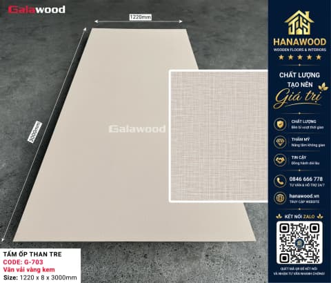 Galawood G-703 8mm Vân Vải Vàng Kem bề mặt mềm mại sang trọng