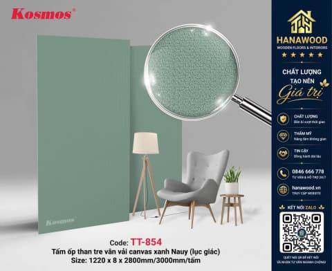 Tấm Ốp Than Tre Kosmos TT-854 Xanh Nauy Hiệu Ứng Lục Giác cá tính