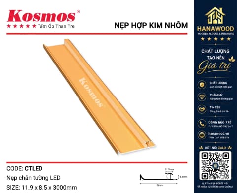 Nẹp Chân Tường LED Kosmos CTLED Vàng bề mặt bóng mịn chống ăn mòn hiệu quả