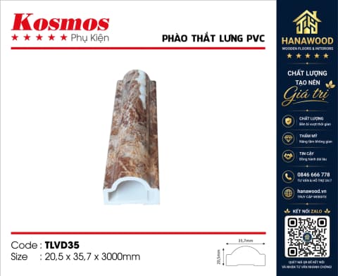 Phào Thắt Lưng PVC Vân Đá Kosmos TLVD35 góc cận cảnh vân đá sang trọng