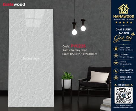 Tấm Nhựa PVC Giả Vân Bê Tông Galawood PVC225 phong cách tối giản chống ẩm