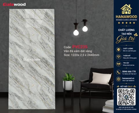 Tấm Nhựa Ốp Tường PVC Giả Đá Galawood PVC235 chống mối mọt lau chùi dễ dàng