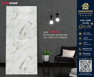Tấm Nhựa Ốp Tường Giả Đá Dát Vàng Galawood PVC238 tạo điểm nhấn không gian phòng khách