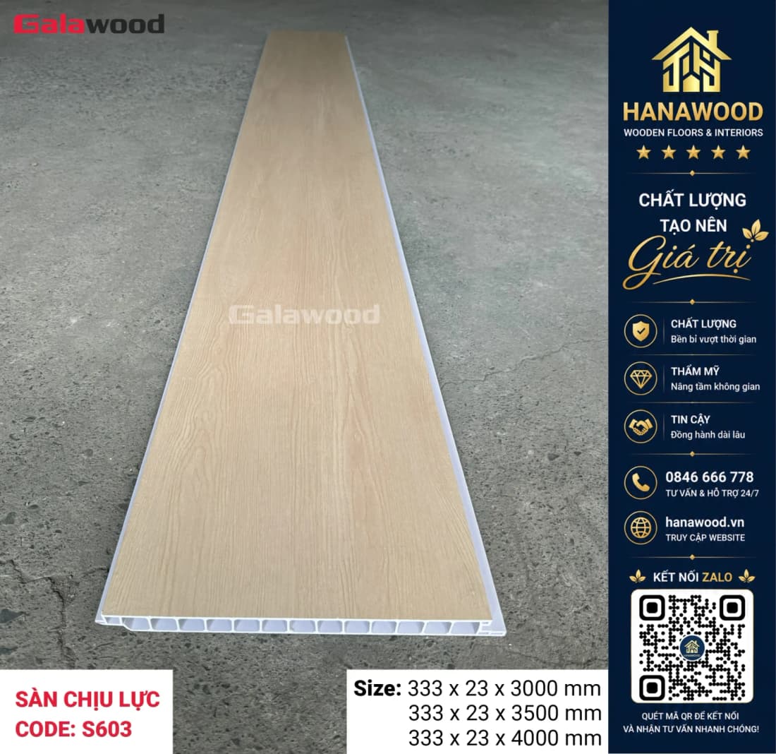 Sàn Chịu Lực Gác Lửng Vân Gỗ Galawood S603X4M cứng cáp chống ẩm cong vênh