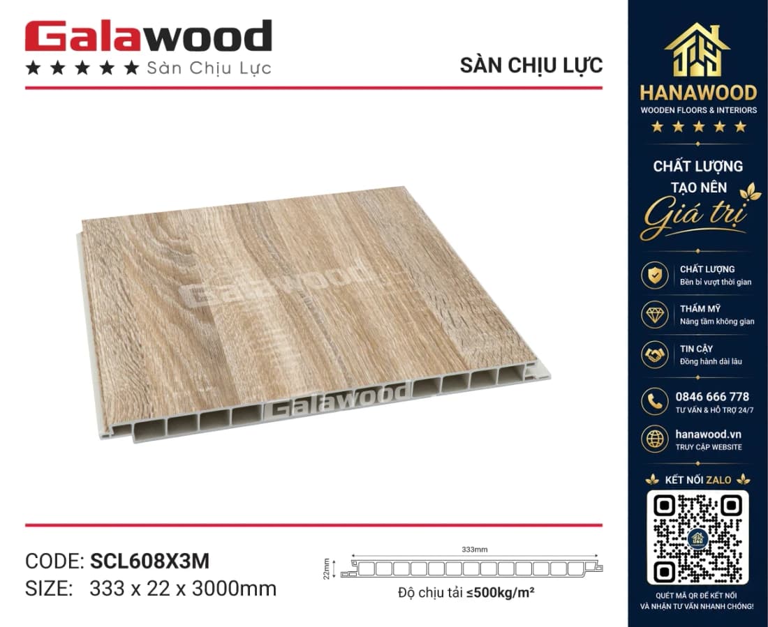 Sàn Nhựa Chịu Lực Galawood SCL608X3M làm gác lửng chống trơn trượt hiệu quả