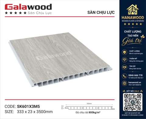 Tấm Sàn Chịu Lực Giả Gỗ Galawood SK601X3M5 chịu nước 100% không mối mọt