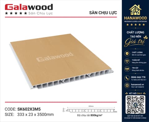Tấm Lát Sàn Chịu Lực Giả Gỗ Galawood SK602X3M5 tông màu sáng mở rộng diện tích