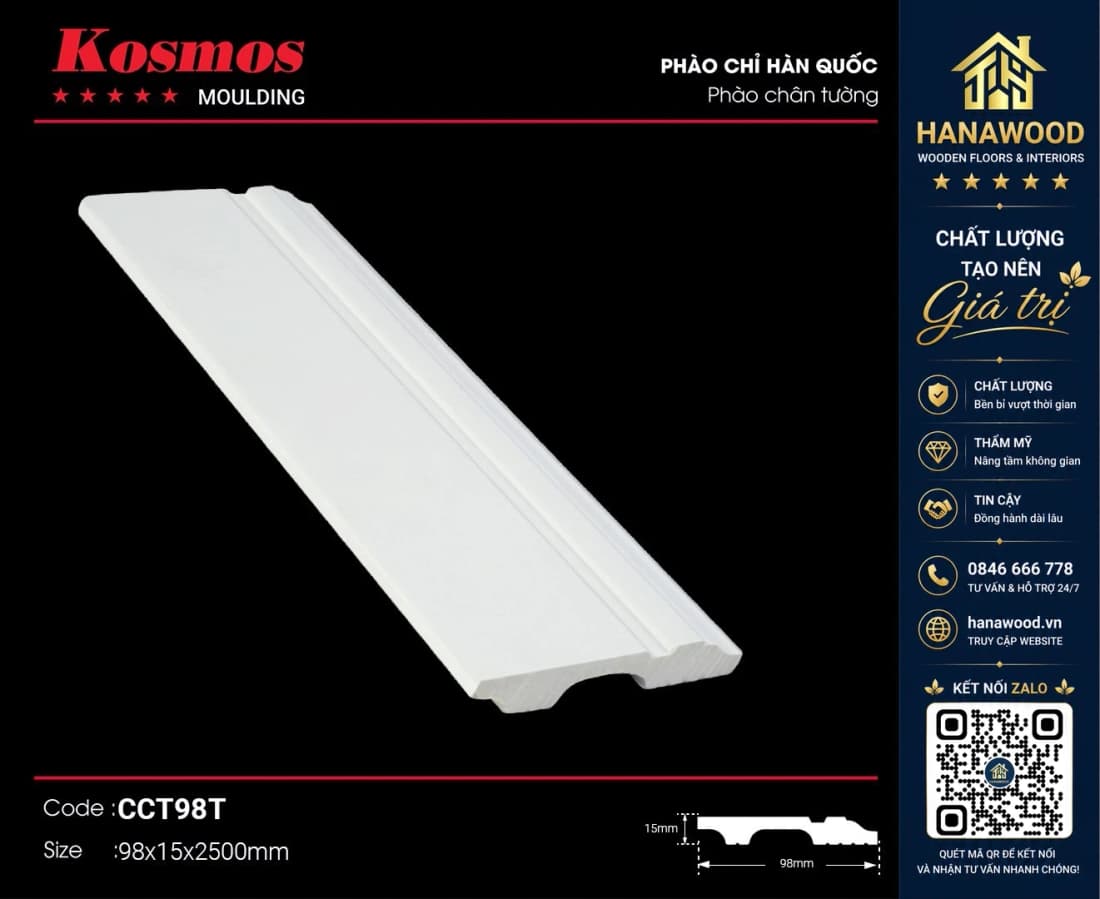 Phào Chân Tường Kosmos CCT98T nẹp trang trí chân tường nội thất hiện đại