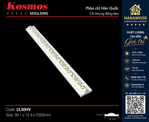 Chỉ Khung Đồng Tâm Kosmos CL30HV nẹp khung trang trí bản 3cm nổi bật
