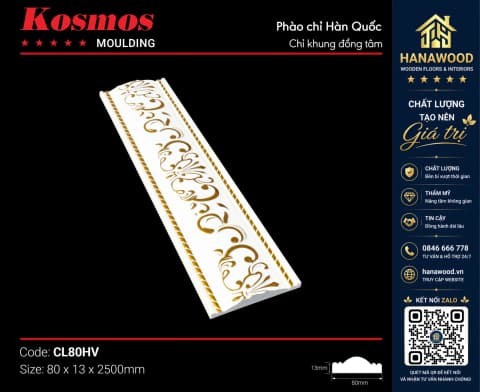 Chỉ Lưng Tường Kosmos CL80HV phào chỉ lưng tường bản lớn 8cm đẳng cấp