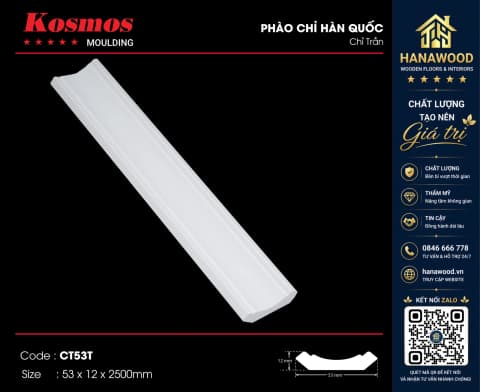 Phào Cổ Trần Kosmos CT53T phào trần nhựa giả gỗ chống ẩm mốc nhẹ bền