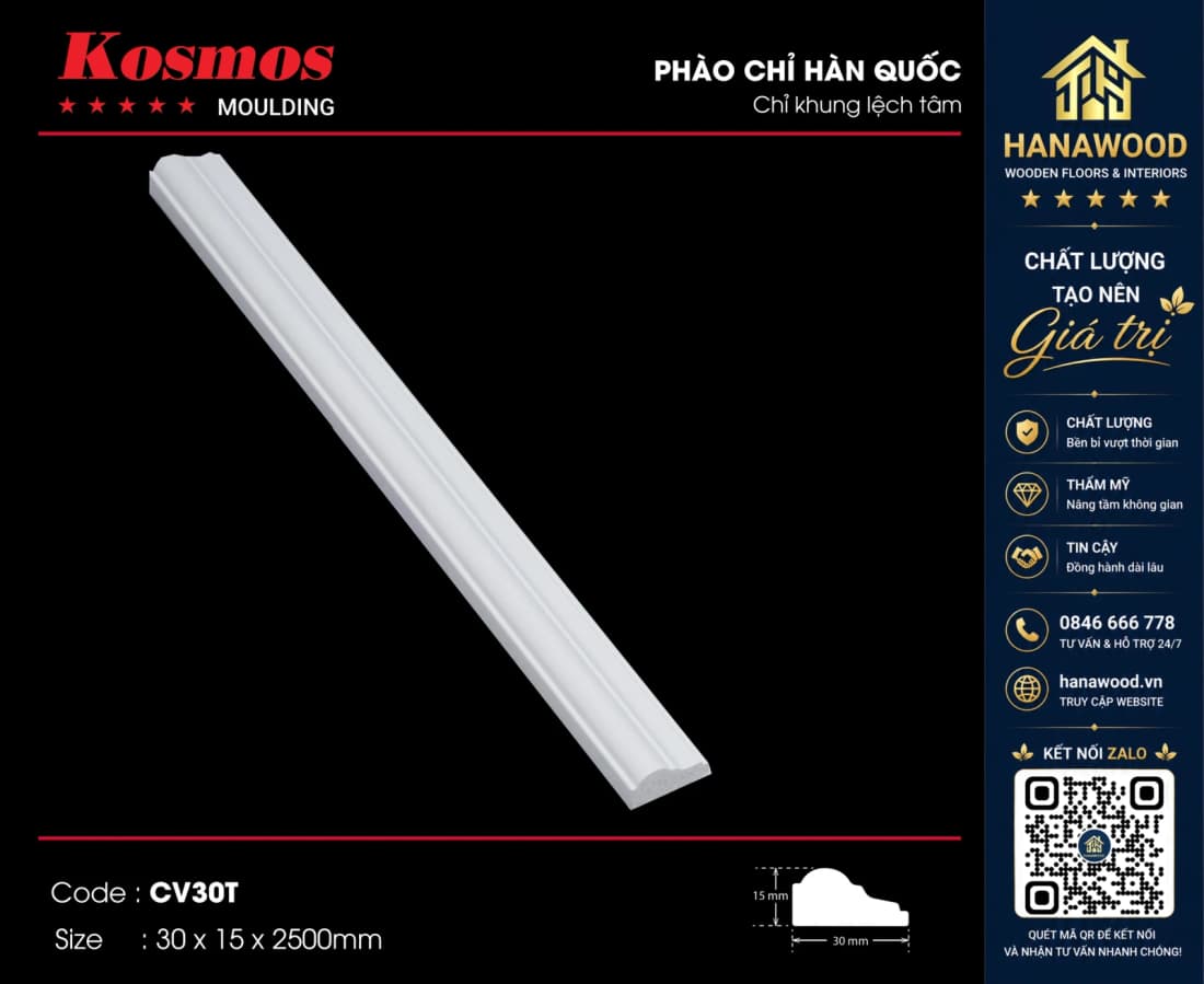 Chỉ Khung Lệch Tâm Kosmos CV30T màu trắng xám nhẹ bền thi công nhanh