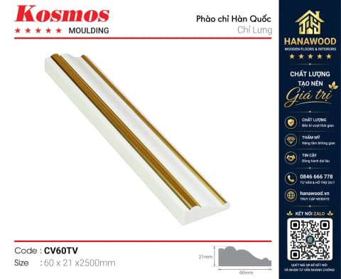 Chỉ Viền Kosmos CV60TV vân gỗ tự nhiên bo nẹp góc vách tường