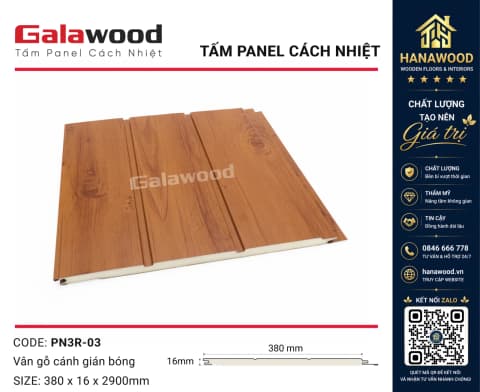 Tấm Panel Ốp Tường Cách Nhiệt Galawood PN3R-03 Vân Gỗ Cánh Gián chịu ẩm tốt