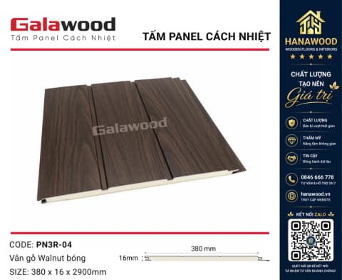 Tấm Ốp Tường Panel Cách Nhiệt Galawood PN3R-04 Vân Gỗ Walnut bề mặt sắc nét