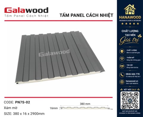 Tấm Panel Ốp Trần Cách Nhiệt Galawood PN7S-02 Xám Mờ chống bám bụi hiệu quả