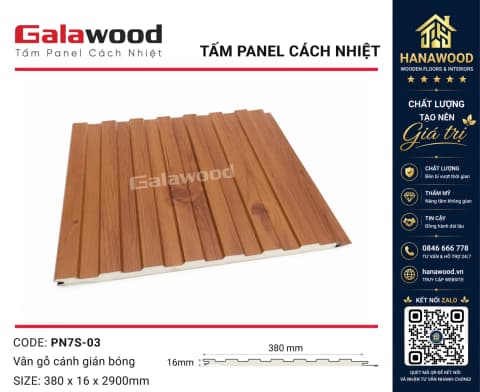 Tấm Ốp Tường Cách Nhiệt Panel Galawood PN7S-03 Vân Gỗ vân sần tự nhiên