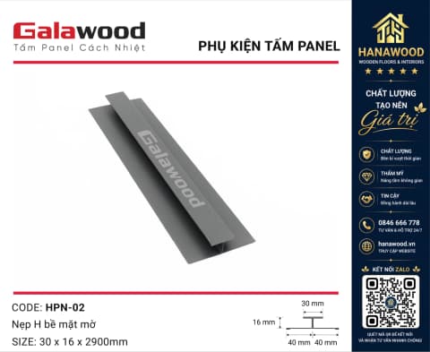 Nẹp H Rãnh Nối Tấm Panel HPN-02 Màu Xám chống ăn mòn thi công nhanh