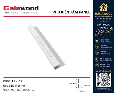 Nẹp Kết Thúc Nối Tấm Panel LPN-01 Màu Trắng che mép vách ngăn tinh tế