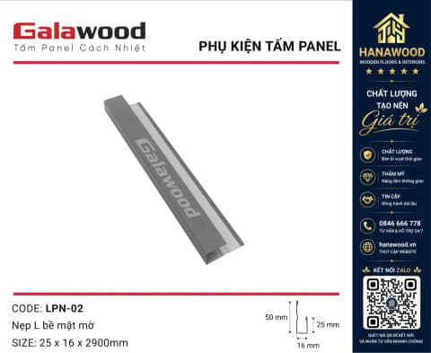 Nẹp Kết Thúc Nối Tấm Panel LPN-02 Màu Xám bảo vệ cạnh tấm chống va đập