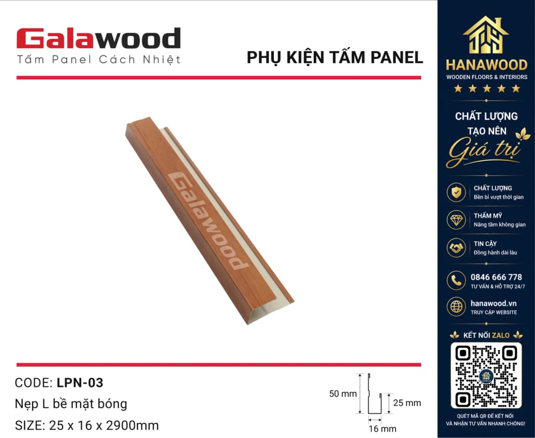 Nẹp Kết Thúc Nối Tấm Panel LPN-03 Màu Cánh Gián phụ kiện viền góc đẹp
