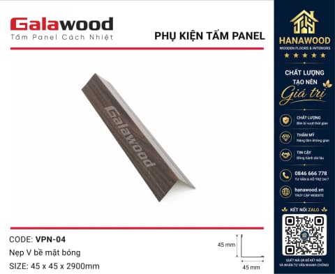 Nẹp V Trang Trí Tấm Panel VPN-04 Màu Nâu Walnut nẹp viền góc vuông ốp tường