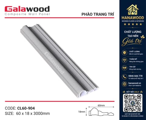 Phào Chỉ Lệch Trang Trí Galawood CL60-904 Giả Vân Vải nhẹ bền chống ẩm mốc