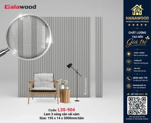 Tấm Nhựa Ốp Tường Lam Sóng Giả Gỗ Galawood L3S-906 bề mặt phủ bóng mịn