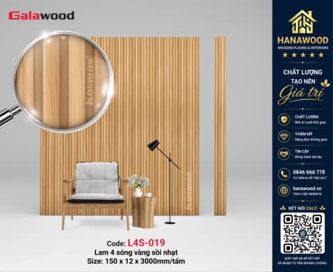 Ốp Tường Ốp Trần Lam Sóng Giả Gỗ Galawood L4S-019 màu xám khói cá tính