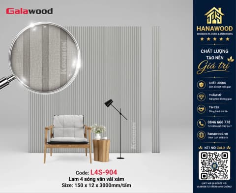 Tấm Nhựa Ốp Tường Lam Sóng Galawood L4S-904 Vân Vải nhã nhặn tinh tế