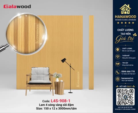 Tấm Nhựa Ốp Tường Lam Sóng Giả Gỗ Galawood L4S-098-1 chất nhựa nguyên sinh