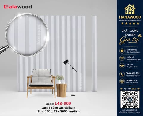 Nhựa Lam Sóng Giả Gỗ Ốp Tường Galawood L4S-909 vân gỗ đậm sang trọng