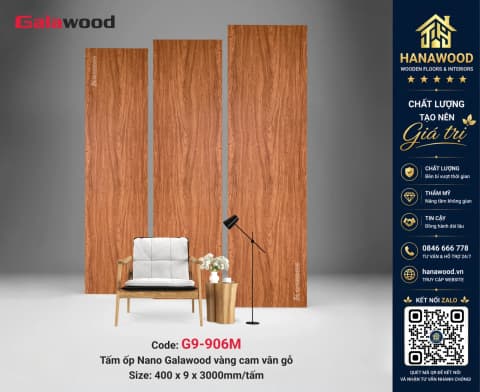 Tấm Nhựa Ốp Tường Nano Galawood G9-906M Giả Gỗ ấm cúng hiện đại