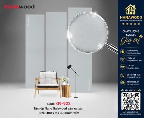 Tấm Ốp Tường Ốp Trần Nano Galawood Giả Vân Vải G9-922 chống ẩm mốc cách âm