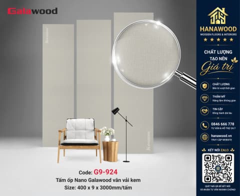 Tấm Ốp Tường Ốp Trần Nano Galawood Giả Vân Vải G9-924 bề mặt mịn đẹp